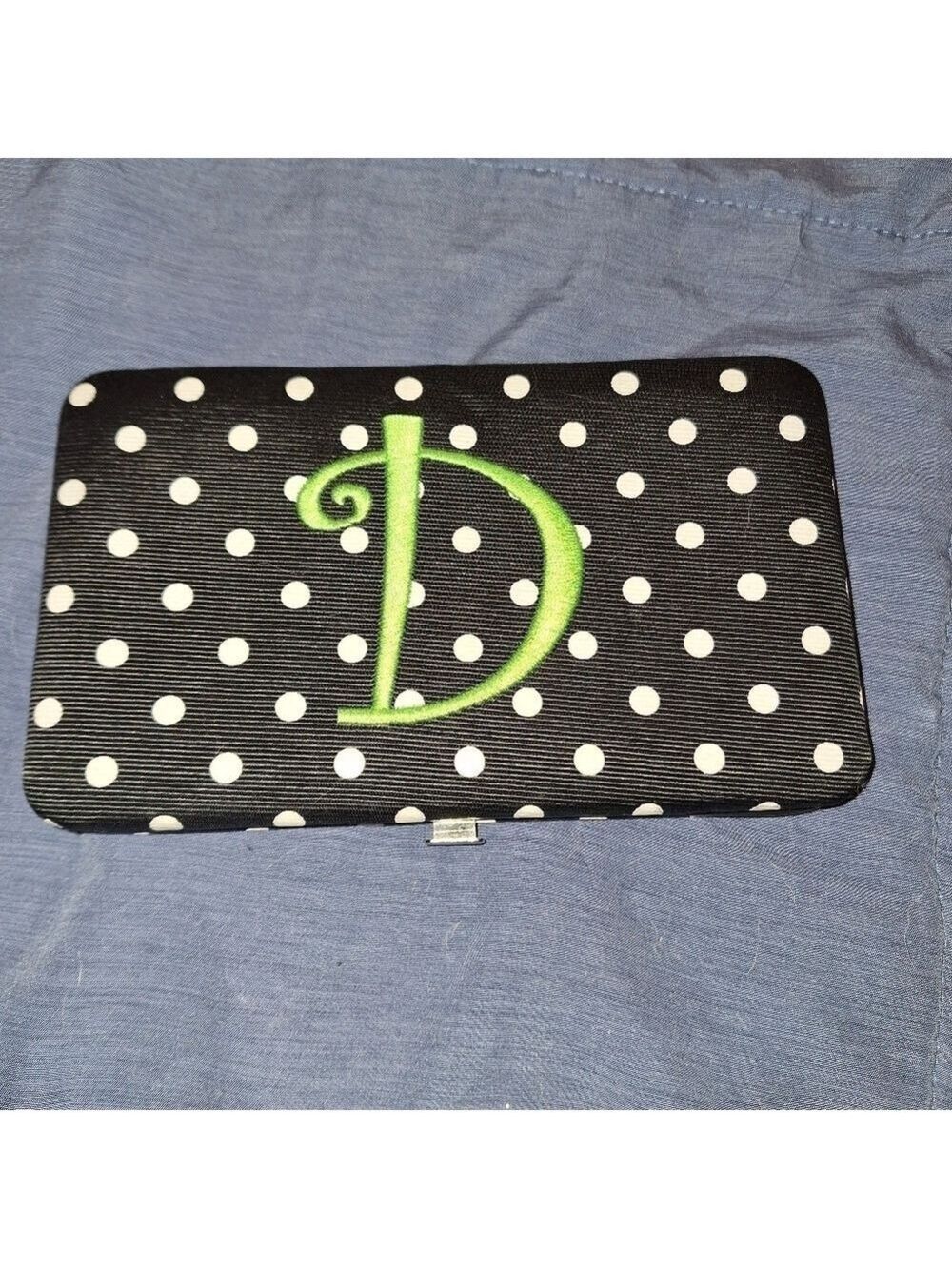 Black White Letter D Initial Polka Dot Wallet